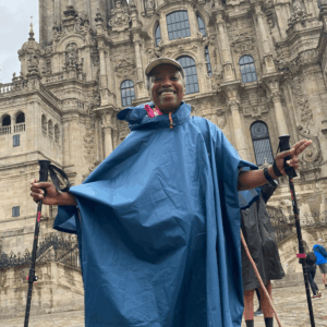 Marie-Laure Mader vor der Kathedrale in Santiago de Compostela