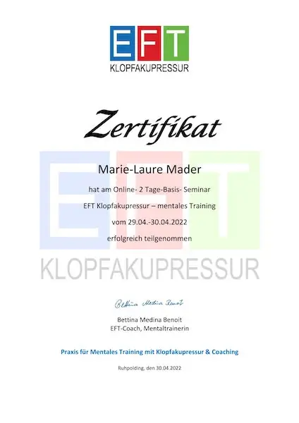 Zertifikat EFT Klopfakupressur